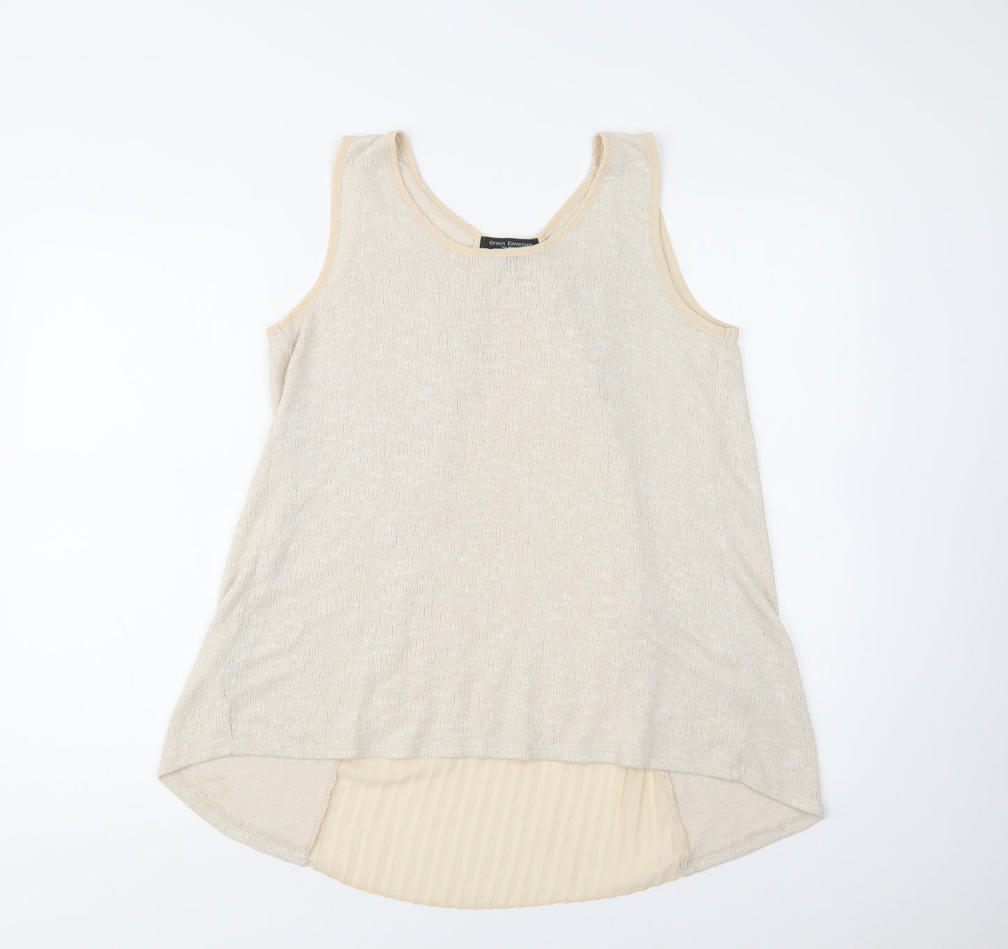 Green Envelope Womens Beige  Polyester Basic Tank Size L Round Neck