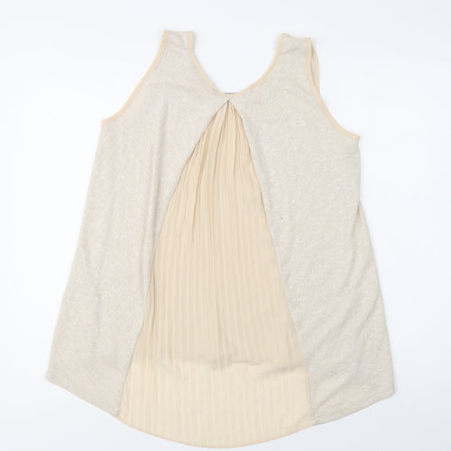 Green Envelope Womens Beige  Polyester Basic Tank Size L Round Neck