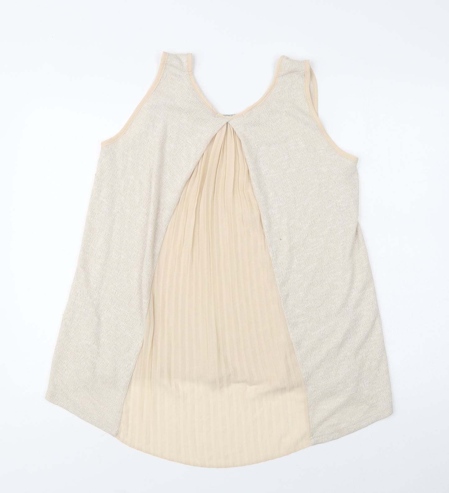 Green Envelope Womens Beige  Polyester Basic Tank Size L Round Neck