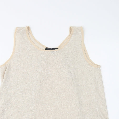 Green Envelope Womens Beige  Polyester Basic Tank Size L Round Neck