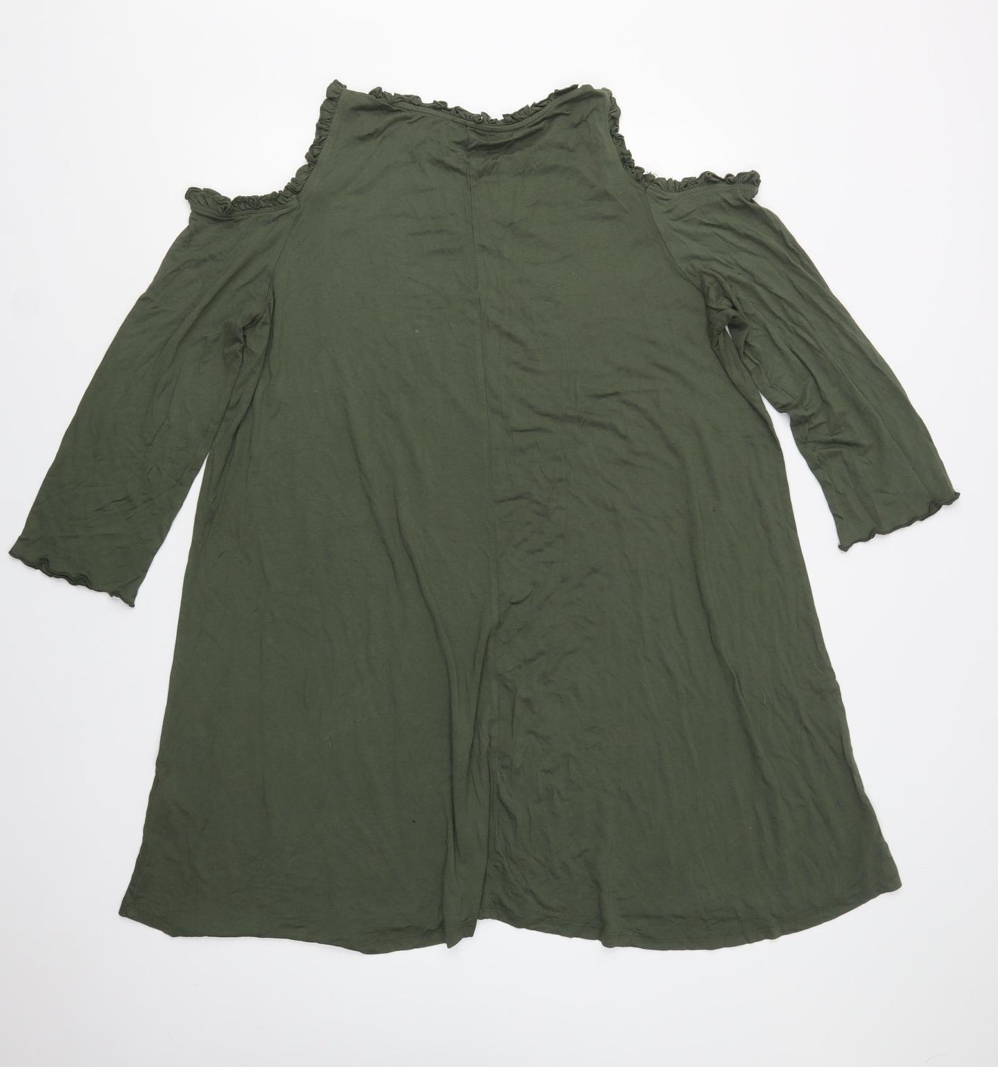 Papaya Womens Green  Viscose A-Line  Size XL  Round Neck  - Cold Shoulder