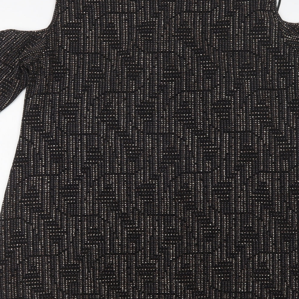 F&F Womens Black Geometric Polyester Shift  Size 18  Round Neck