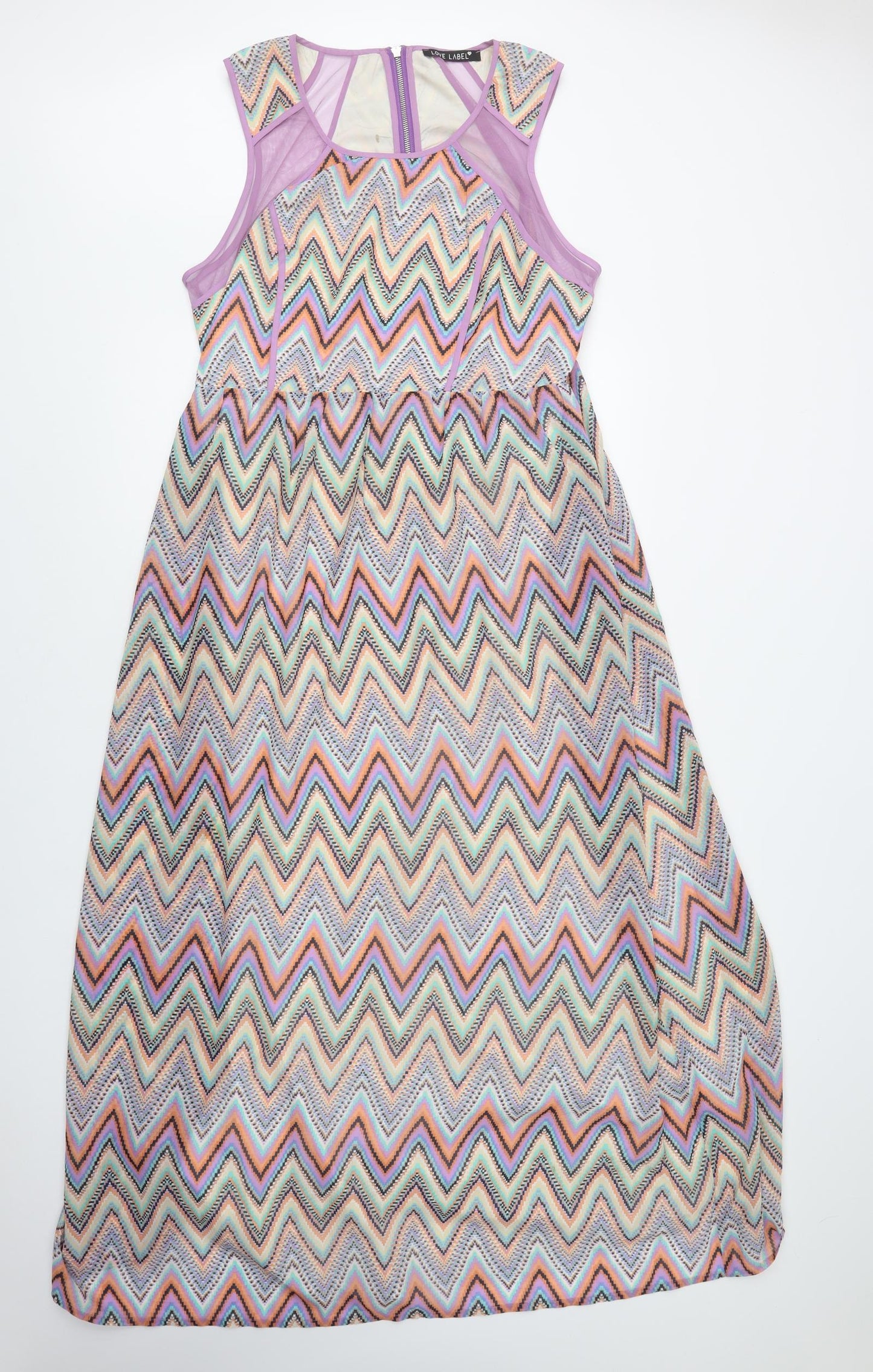 Love Label Womens Multicoloured Geometric Polyester Maxi  Size 18  Round Neck Zip