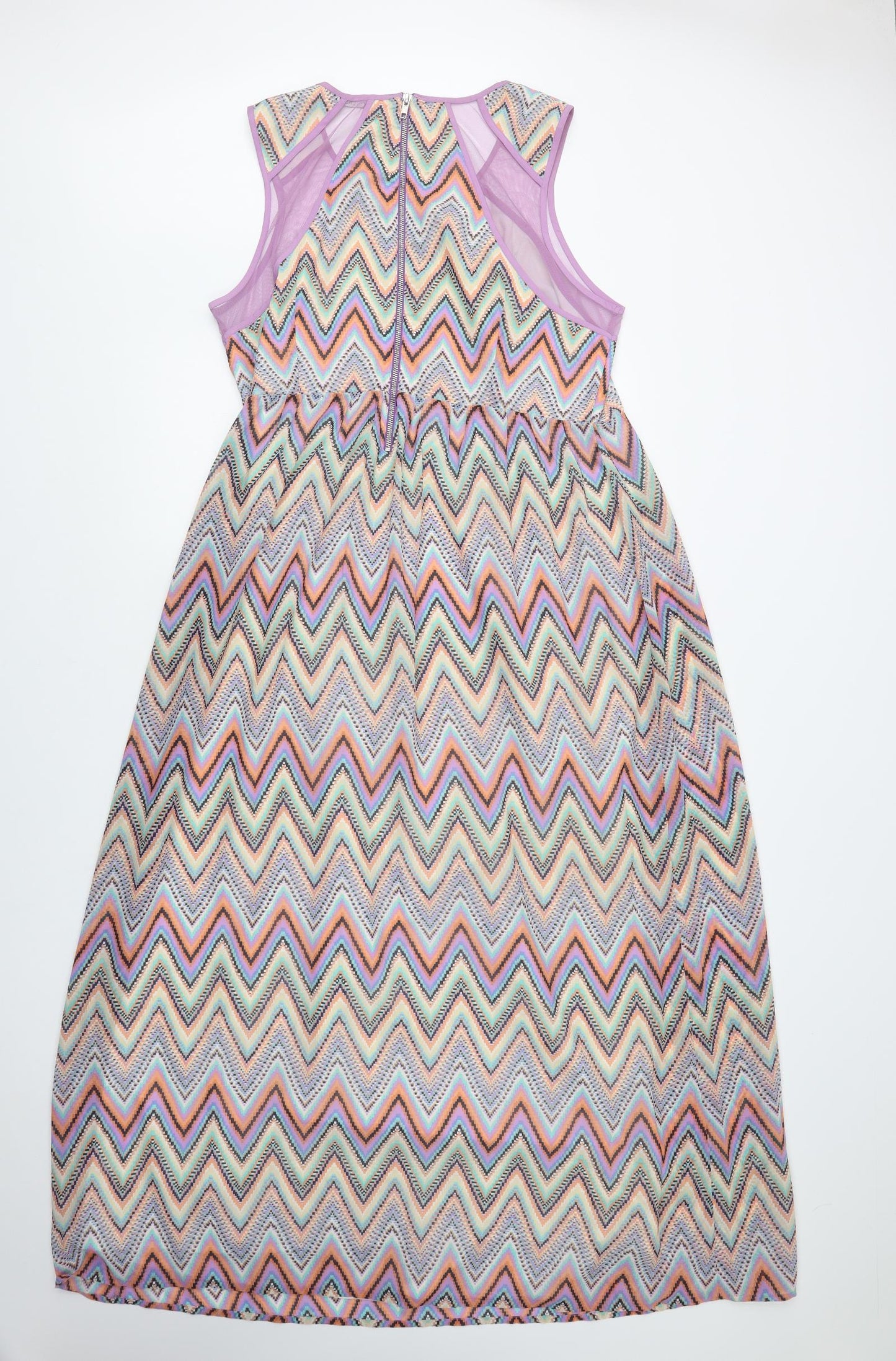 Love Label Womens Multicoloured Geometric Polyester Maxi  Size 18  Round Neck Zip