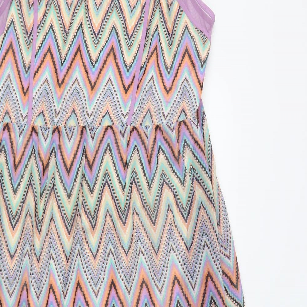 Love Label Womens Multicoloured Geometric Polyester Maxi  Size 18  Round Neck Zip