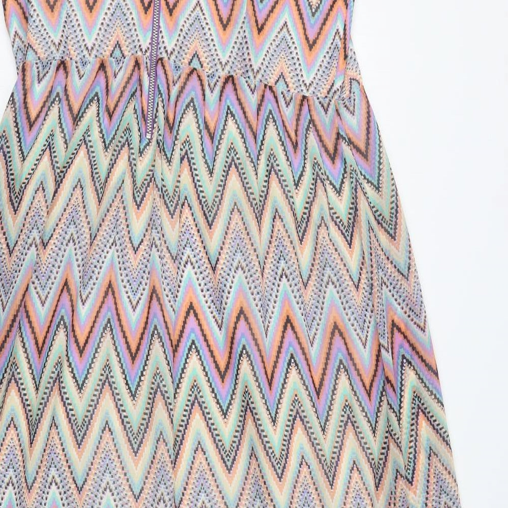 Love Label Womens Multicoloured Geometric Polyester Maxi  Size 18  Round Neck Zip