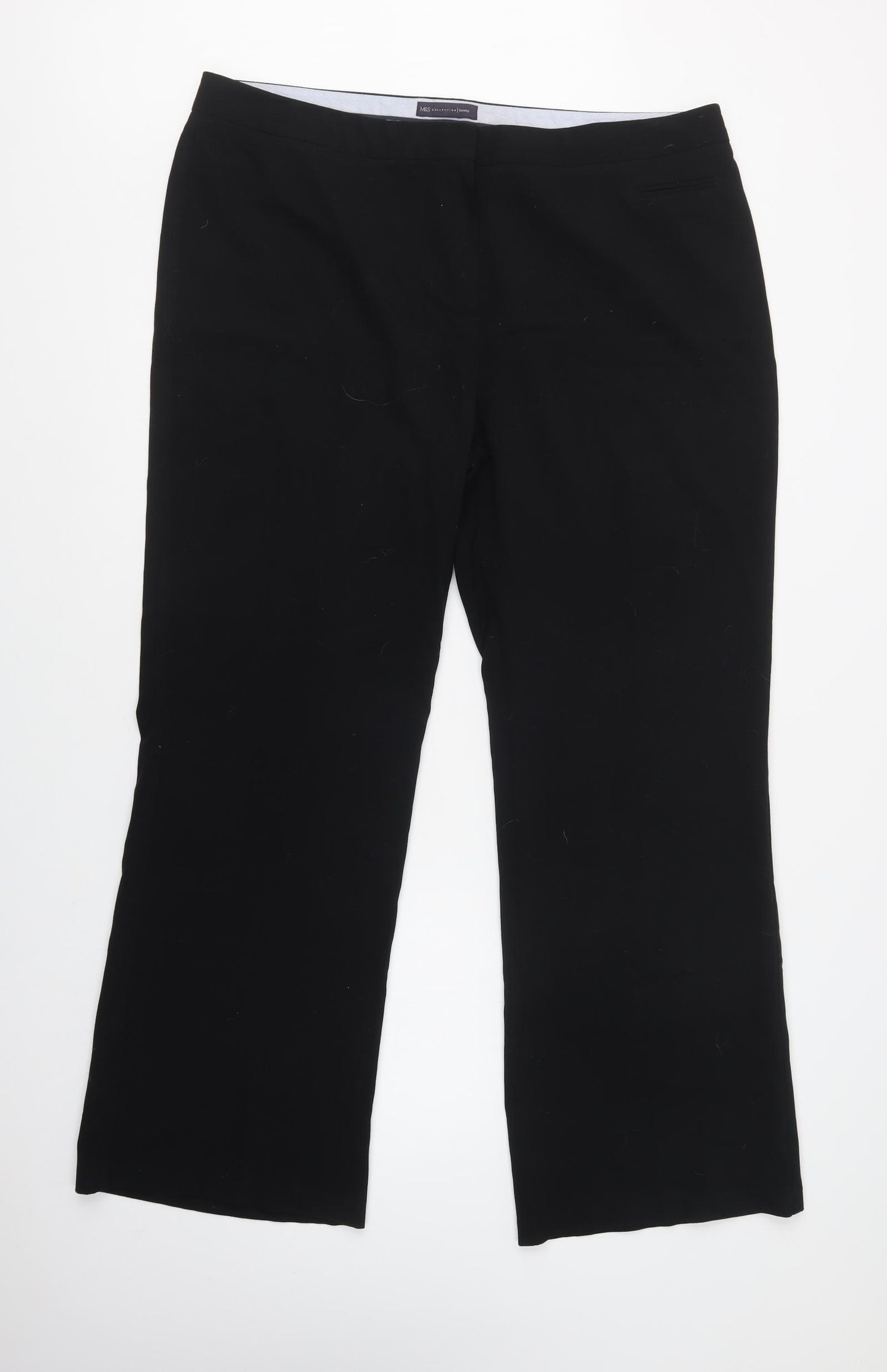 M&S Womens Black  Polyacrylate Fibre Dress Pants Trousers Size 20 L32 in Regular Hook & Loop