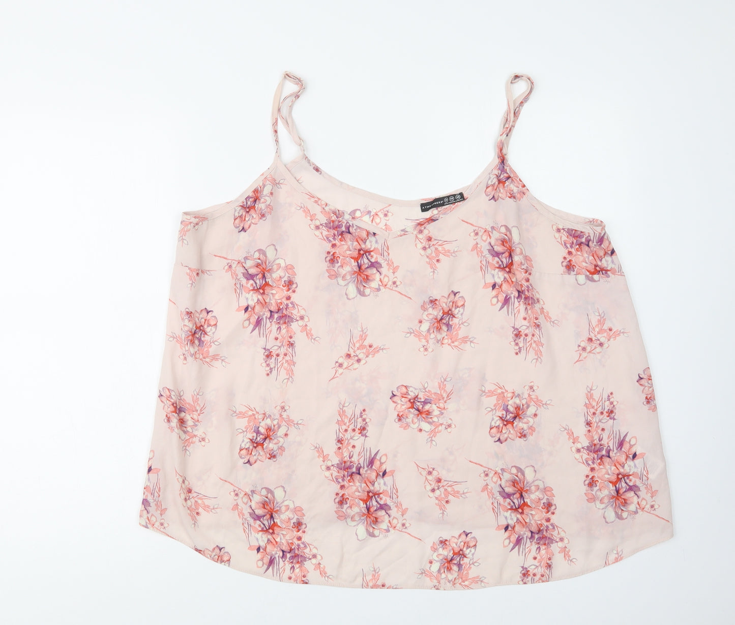 Primark Womens Pink Floral Polyester Camisole Blouse Size 20 V-Neck