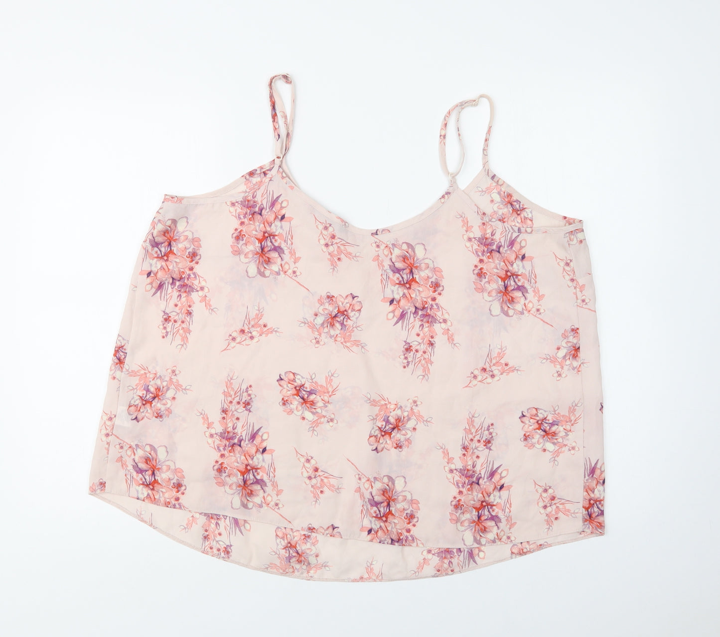 Primark Womens Pink Floral Polyester Camisole Blouse Size 20 V-Neck