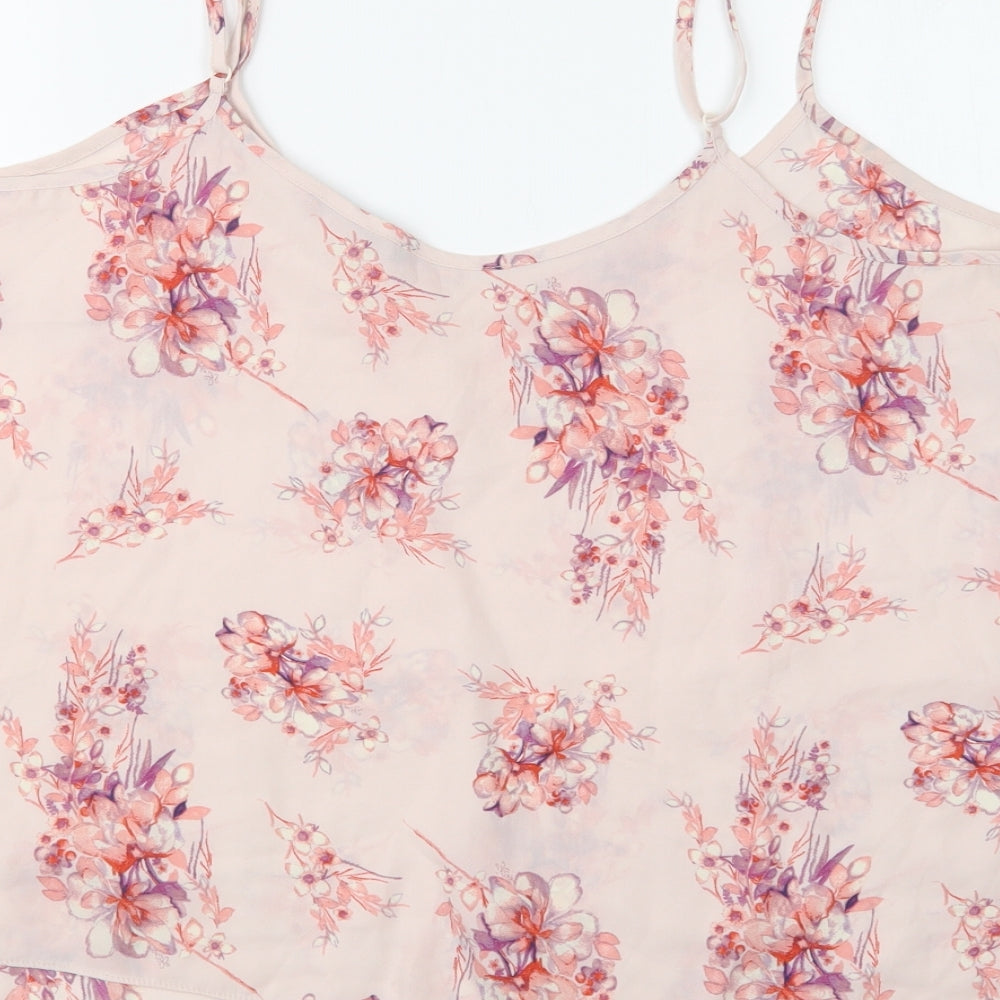 Primark Womens Pink Floral Polyester Camisole Blouse Size 20 V-Neck