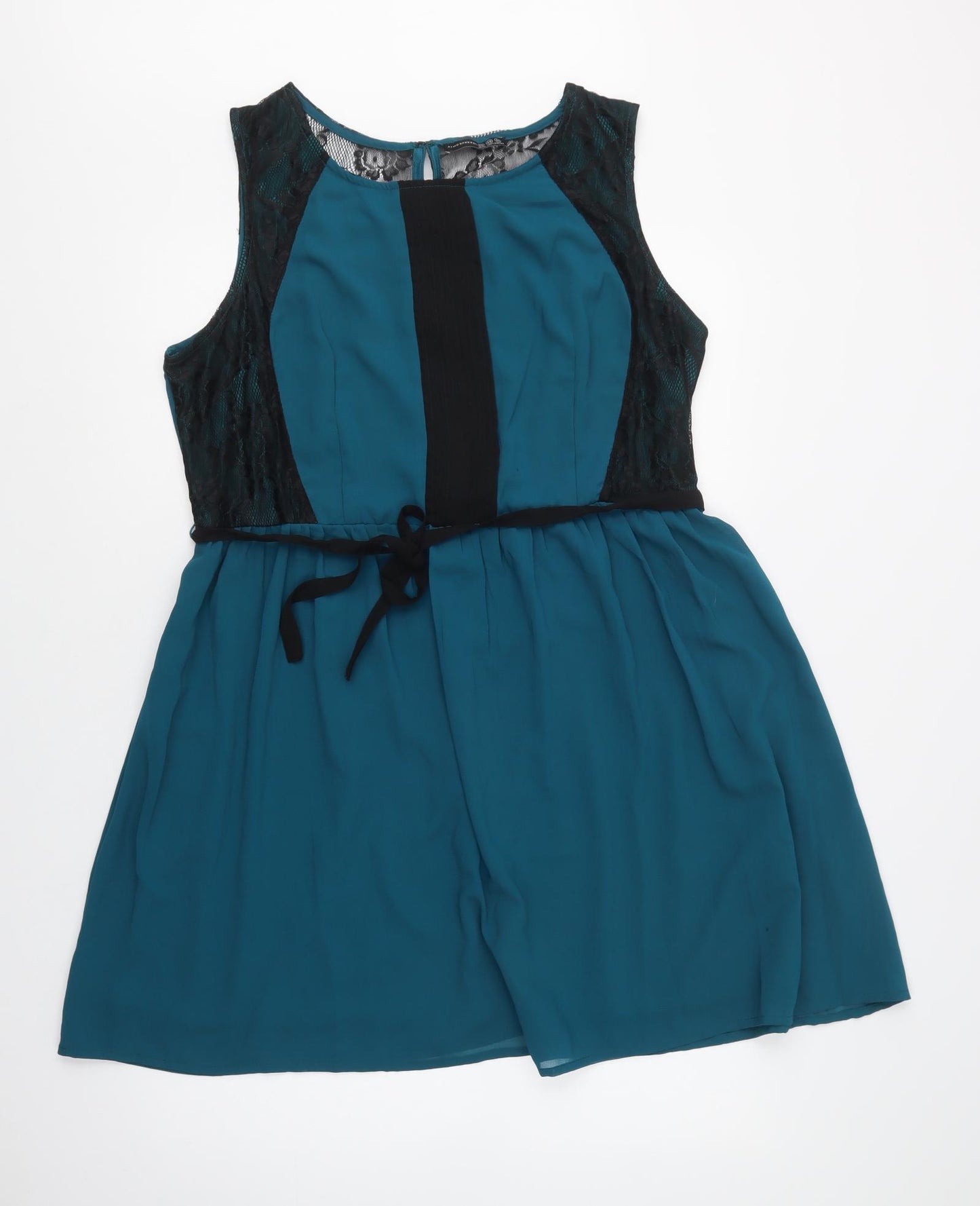 Primark Womens Green  Polyester Fit & Flare  Size 20  Round Neck Hook & Eye - Lace Detail