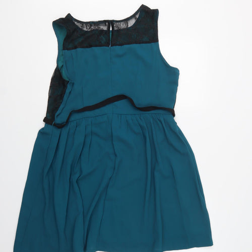 Primark Womens Green  Polyester Fit & Flare  Size 20  Round Neck Hook & Eye - Lace Detail