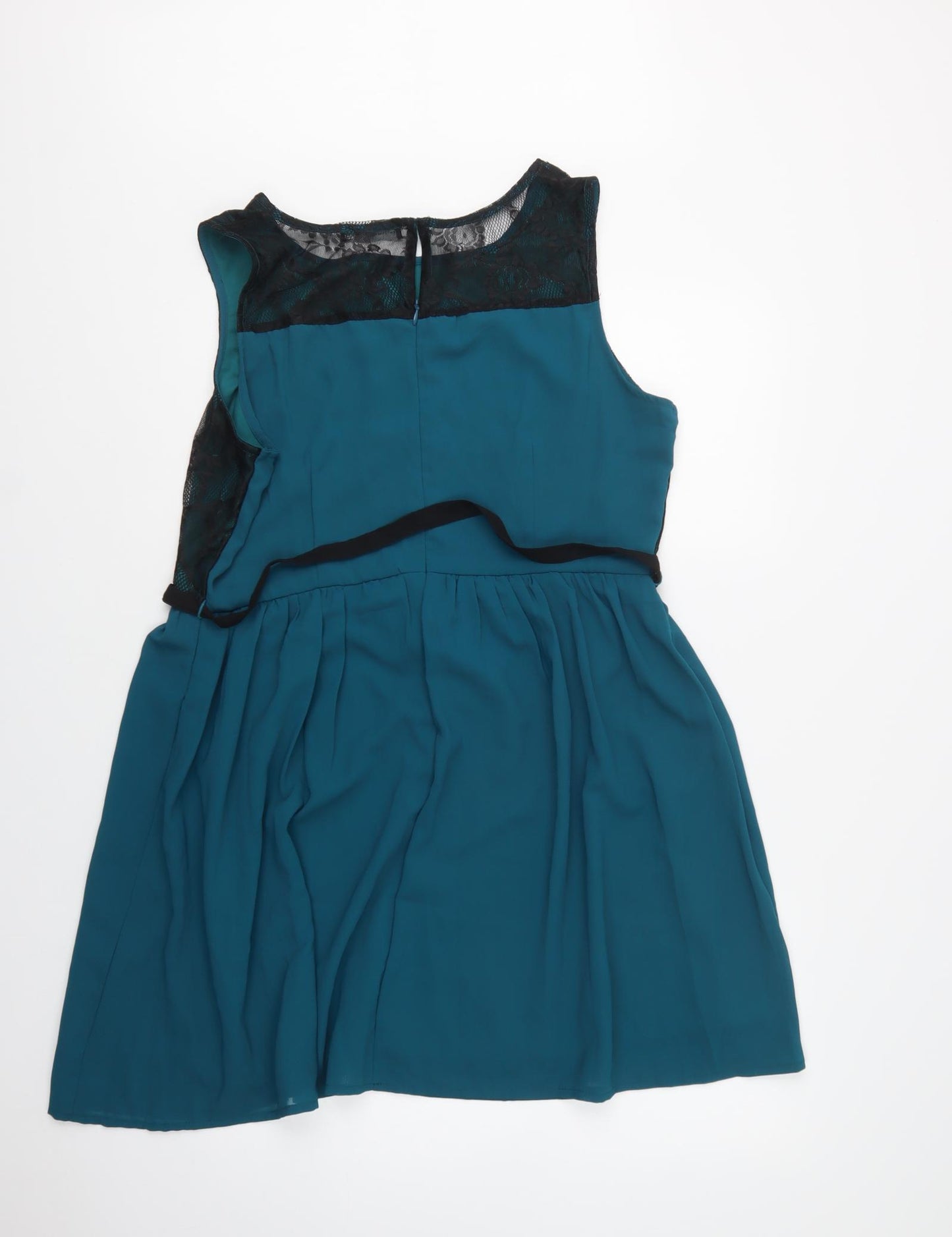 Primark Womens Green  Polyester Fit & Flare  Size 20  Round Neck Hook & Eye - Lace Detail