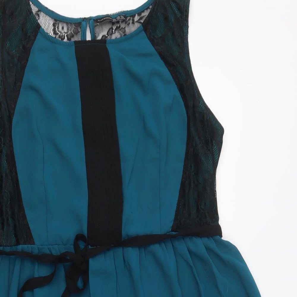 Primark Womens Green  Polyester Fit & Flare  Size 20  Round Neck Hook & Eye - Lace Detail