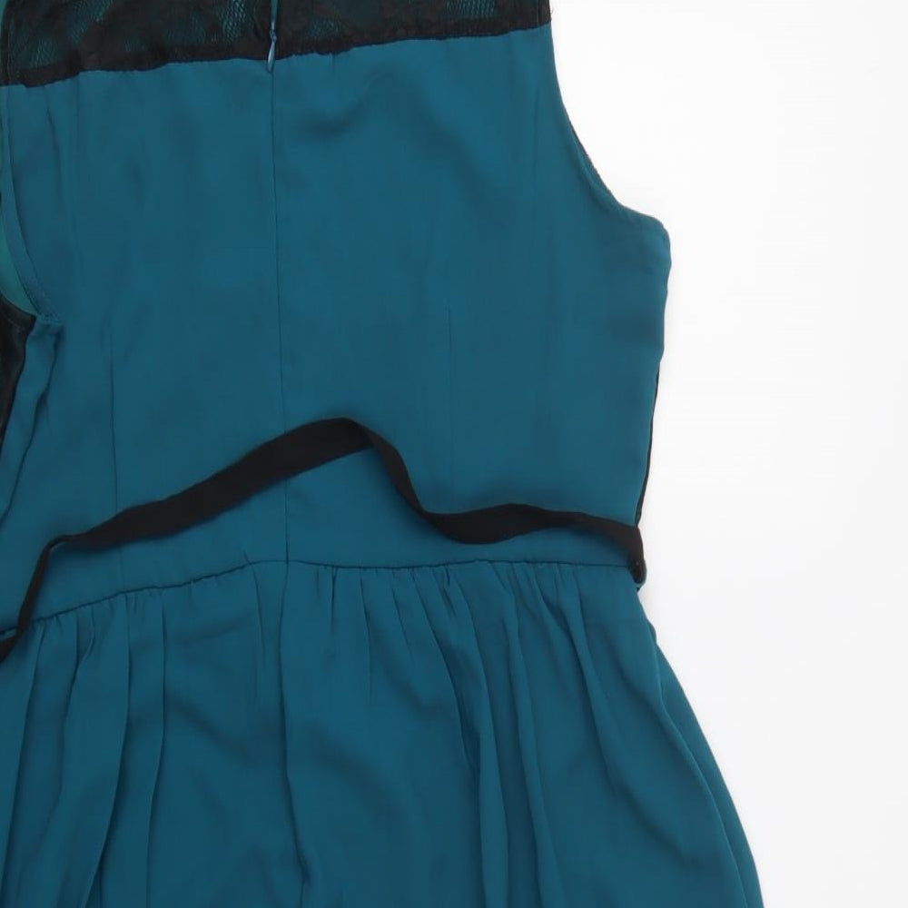 Primark Womens Green  Polyester Fit & Flare  Size 20  Round Neck Hook & Eye - Lace Detail
