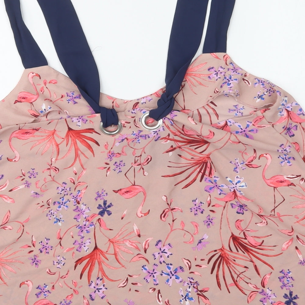 George Womens Pink Floral Polyester Camisole Blouse Size 18 V-Neck