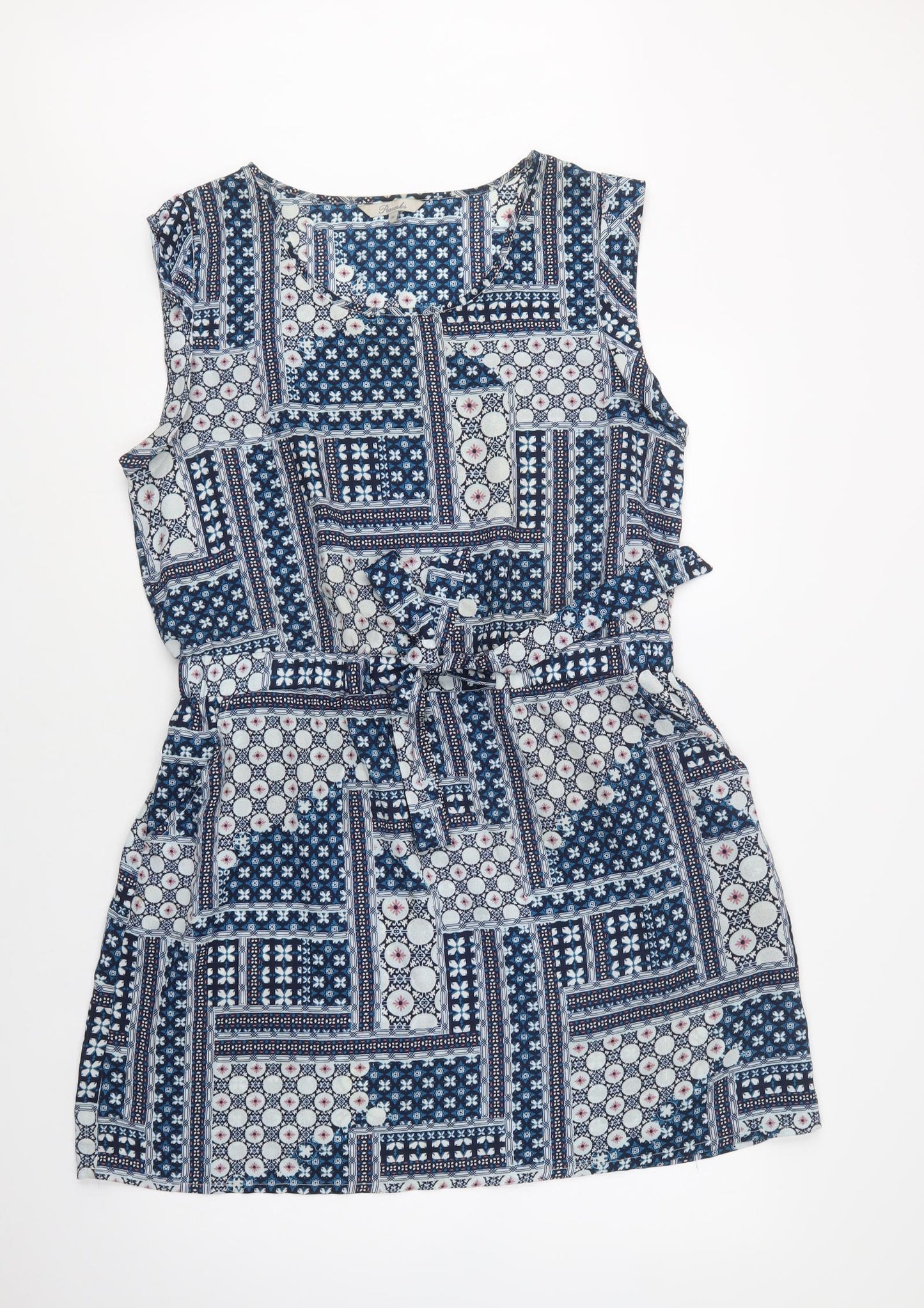 Peacocks Womens Blue Geometric Polyester Shift  Size 18  Round Neck