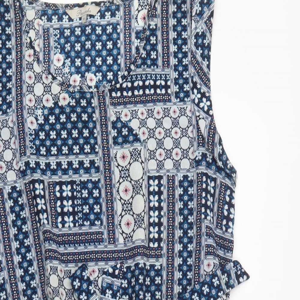 Peacocks Womens Blue Geometric Polyester Shift  Size 18  Round Neck