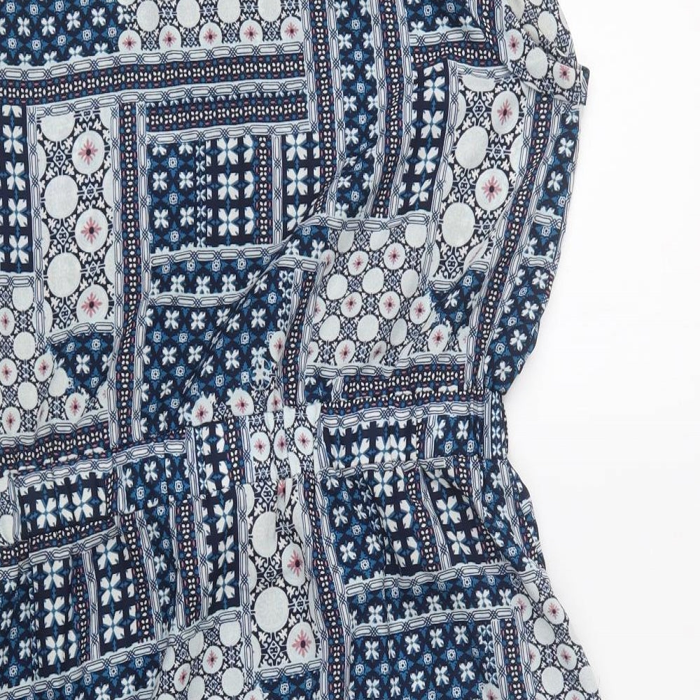 Peacocks Womens Blue Geometric Polyester Shift  Size 18  Round Neck