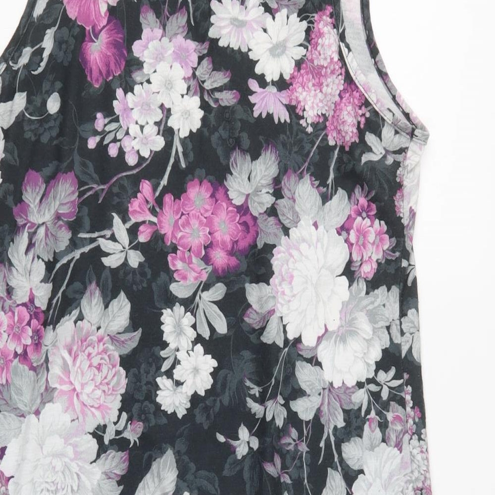 Be Beau Womens Grey Floral Polyester Tunic Tank Size 16 Scoop Neck