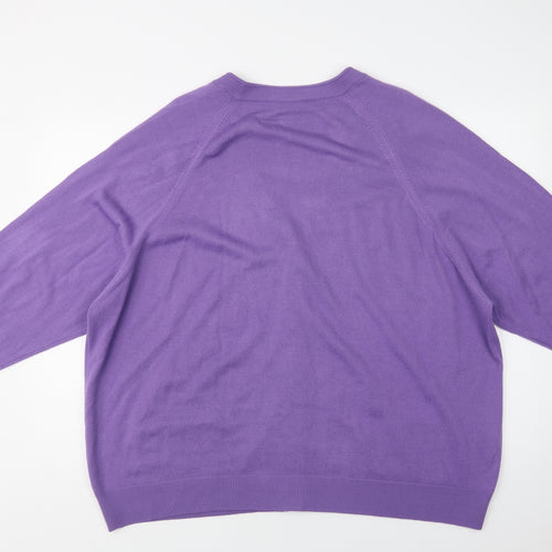 Classics Womens Purple V-Neck  Acrylic Cardigan Jumper Size 28