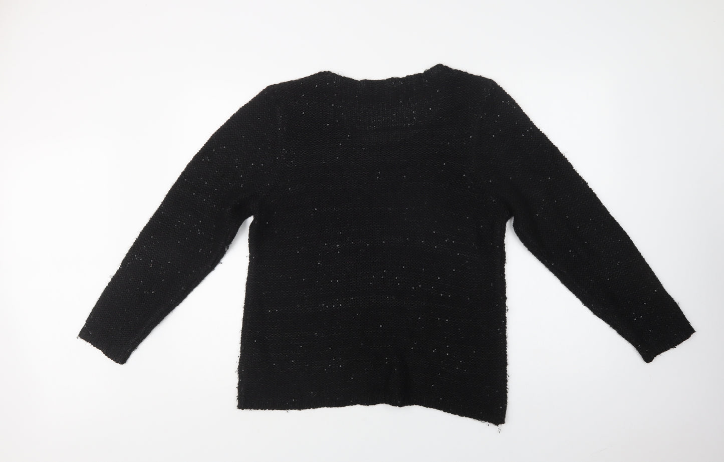 Amara Reya Womens Black Round Neck  Acrylic Pullover Jumper Size 16