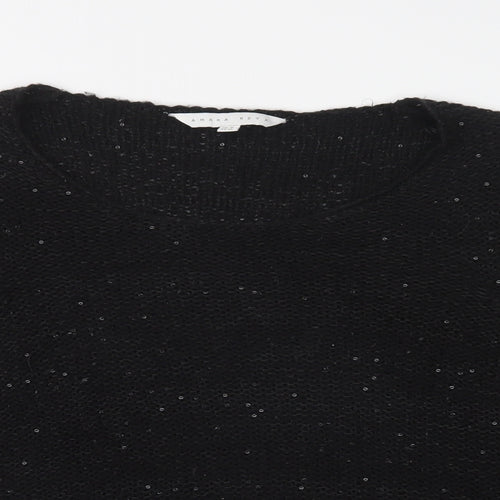 Amara Reya Womens Black Round Neck  Acrylic Pullover Jumper Size 16
