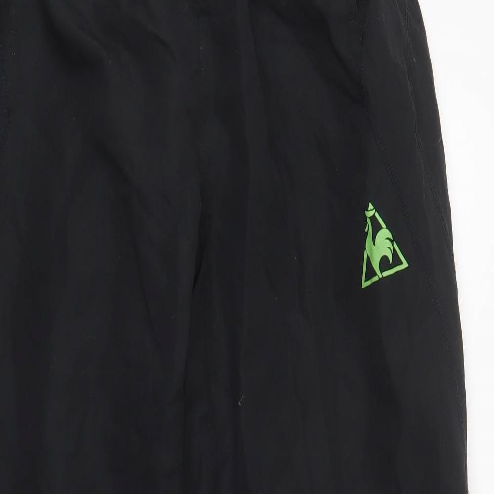 Le Coq Sportif  Mens Black  Polyester Jogger Trousers Size S L32 in Regular Drawstring