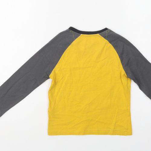 M&S Boys Yellow Colourblock Cotton Basic T-Shirt Size 2-3 Years Crew Neck