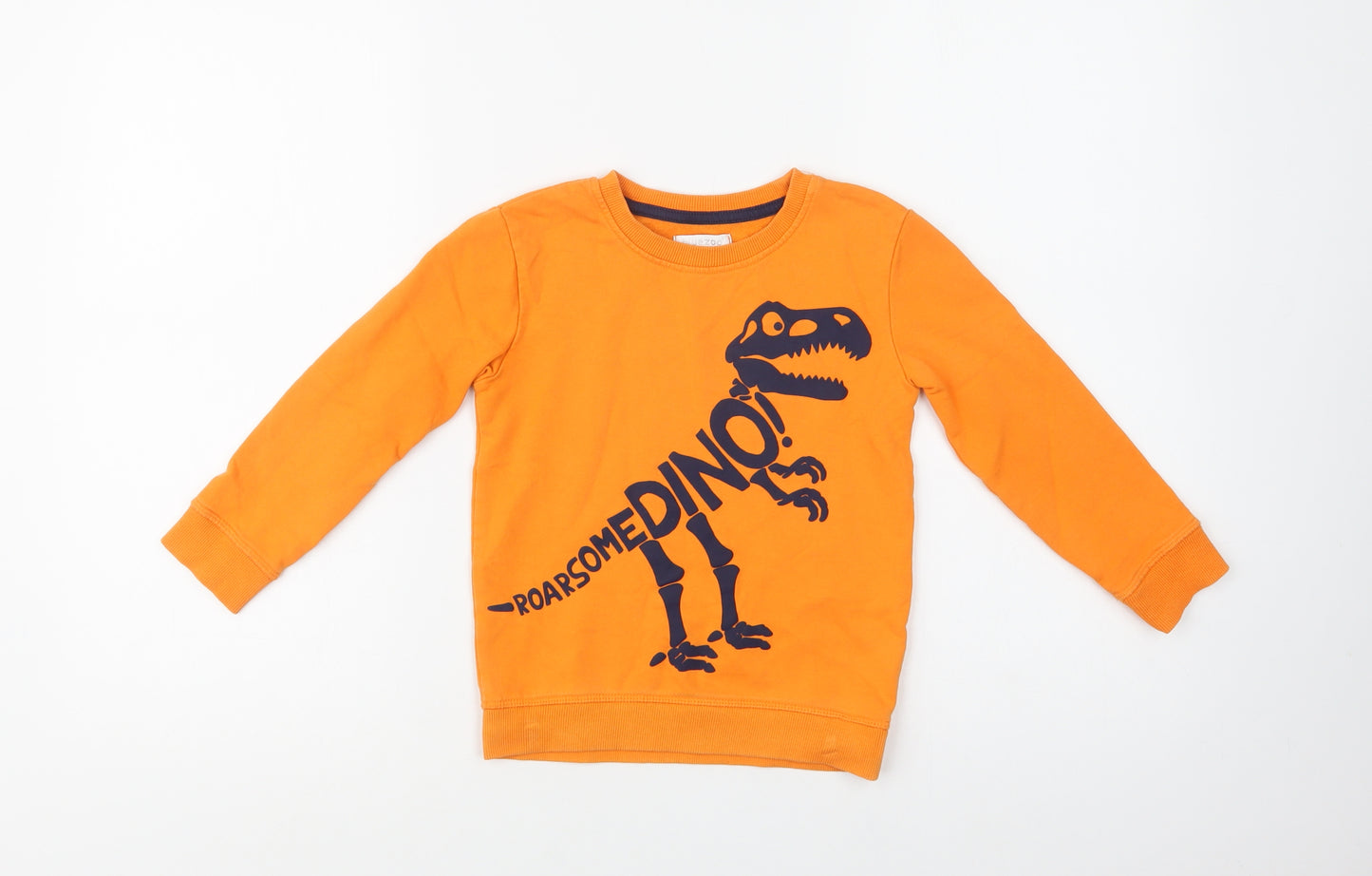 Blue Zoo Boys Orange  Cotton Pullover Sweatshirt Size 4-5 Years   - Dino