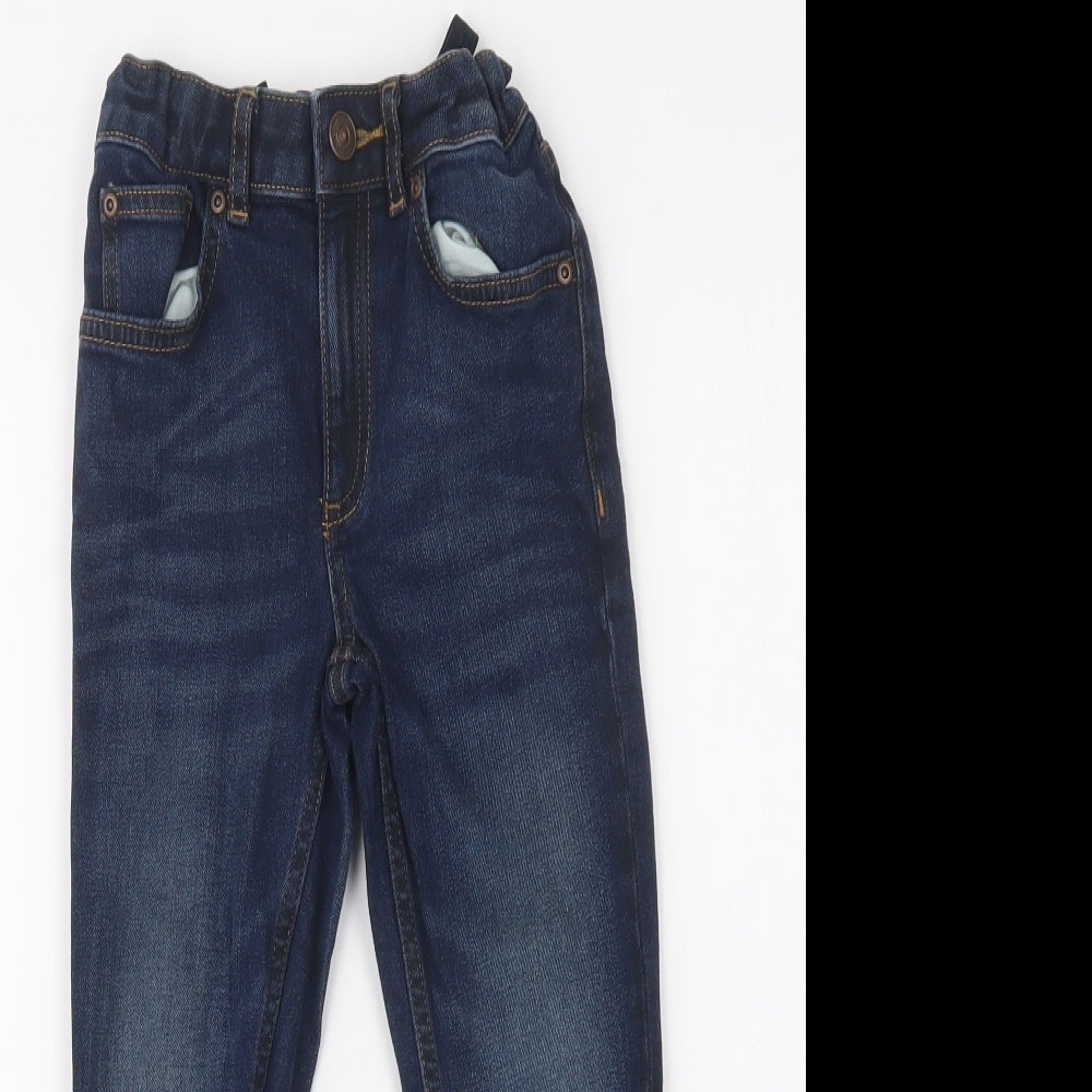 River Island Boys Blue  Cotton Skinny Jeans Size 7 Years  Regular Button
