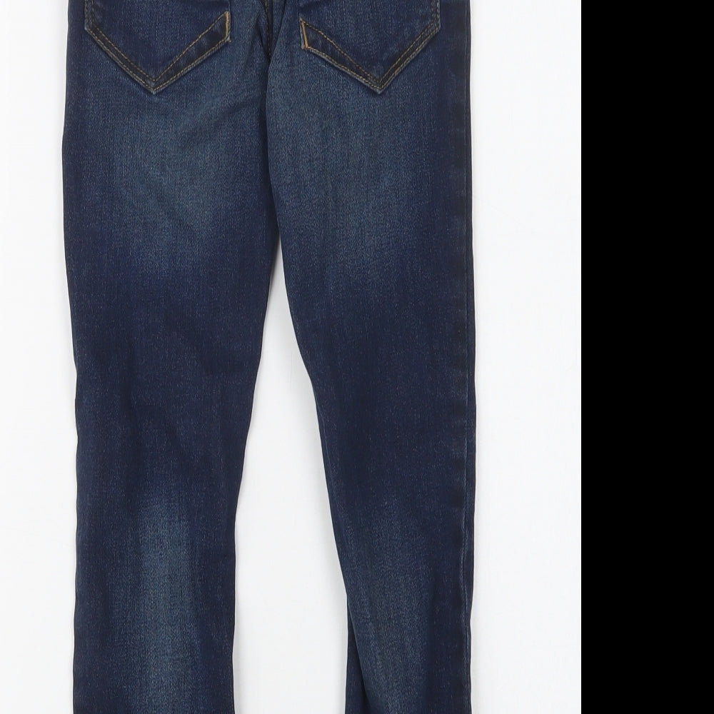 River Island Boys Blue  Cotton Skinny Jeans Size 7 Years  Regular Button