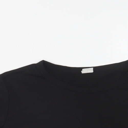 SheIn Girls Black  Polyester Cropped T-Shirt Size 10-11 Years Crew Neck