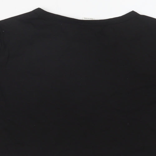 SheIn Girls Black  Polyester Cropped T-Shirt Size 10-11 Years Crew Neck