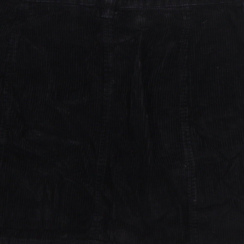 NEXT Womens Black  Cotton A-Line Skirt Size 34 in   Button