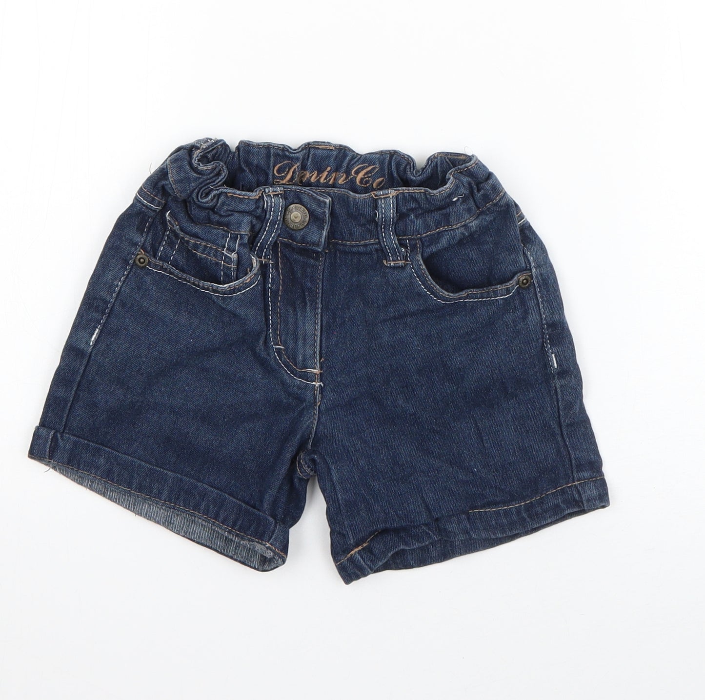 Denim & Co. Boys Blue  Cotton Biker Shorts Size 4-5 Years  Regular Buckle