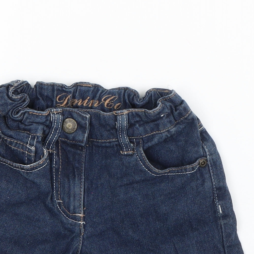 Denim & Co. Boys Blue  Cotton Biker Shorts Size 4-5 Years  Regular Buckle