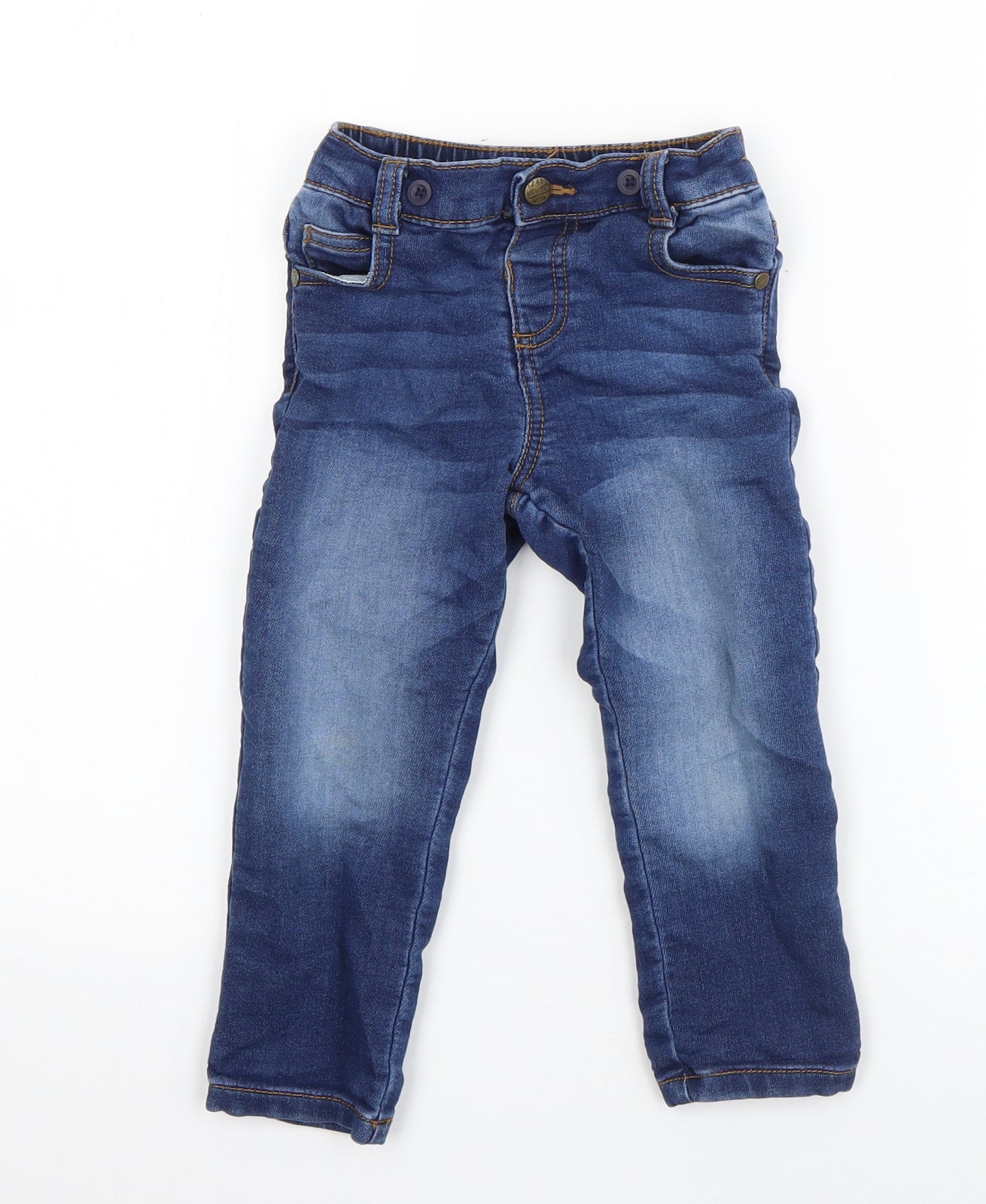F&F Boys Blue  Cotton Pedal Pusher Jeans Size 18-24 Months  Zip