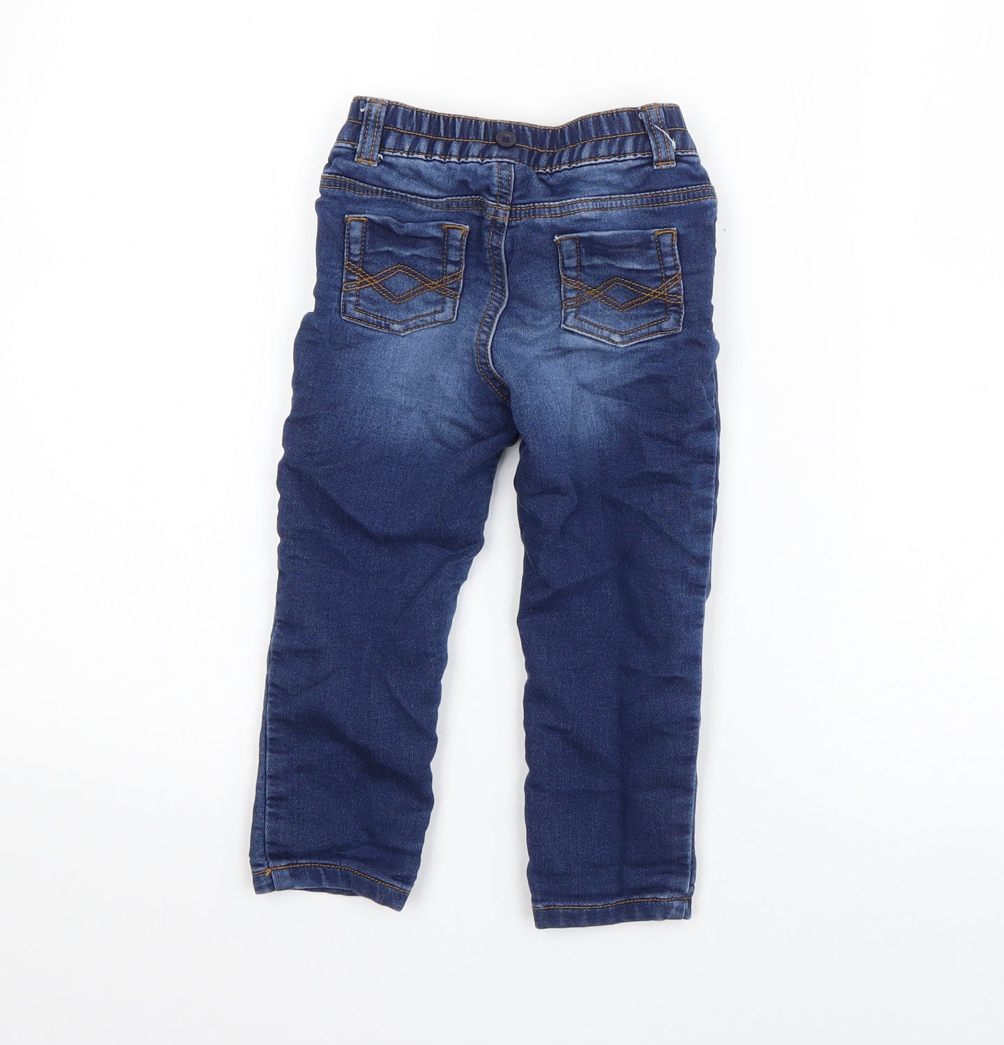 F&F Boys Blue  Cotton Pedal Pusher Jeans Size 18-24 Months  Zip