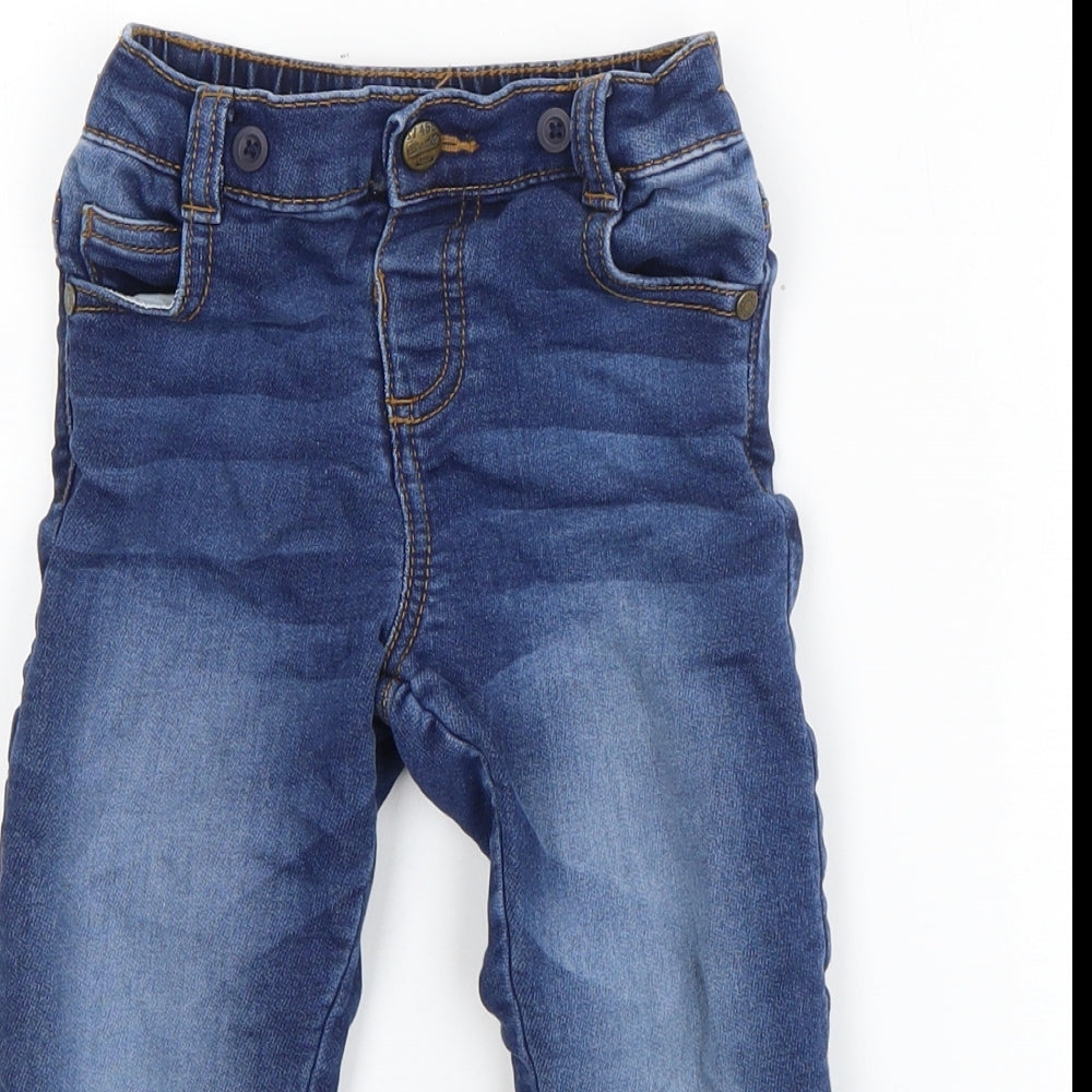 F&F Boys Blue  Cotton Pedal Pusher Jeans Size 18-24 Months  Zip