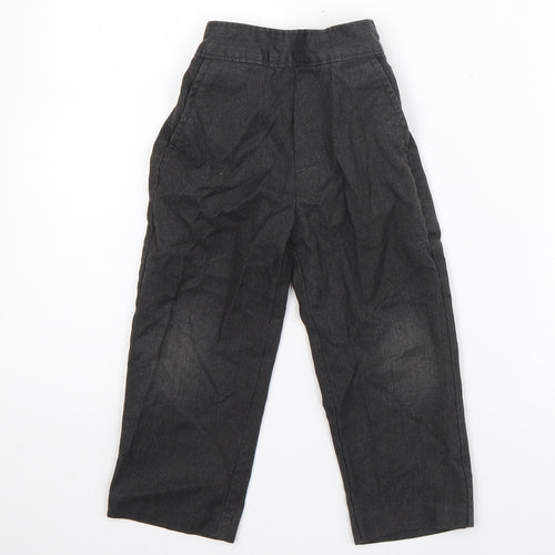 Preworn Boys Grey  Polyester Dress Pants Trousers Size 3-4 Years  Regular Pullover