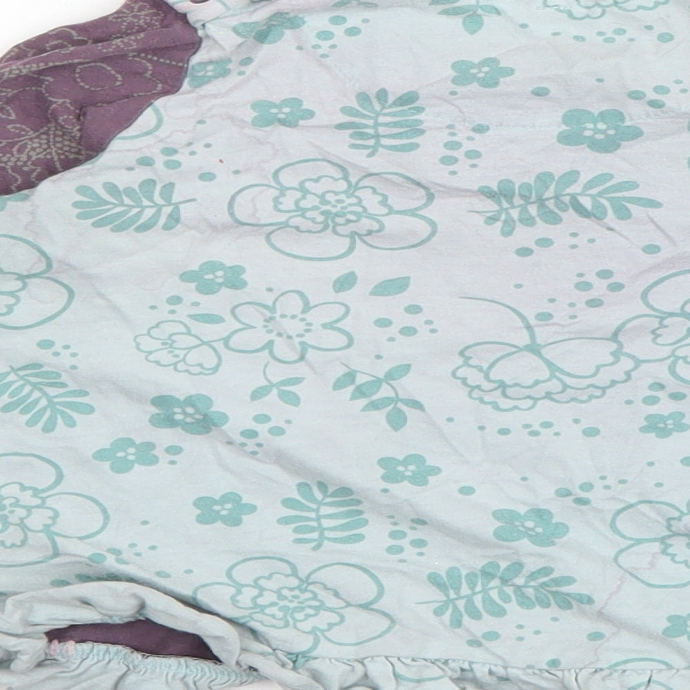 Marks and Spencer Girls Purple Floral Cotton Basic T-Shirt Size 2-3 Years Round Neck Pullover