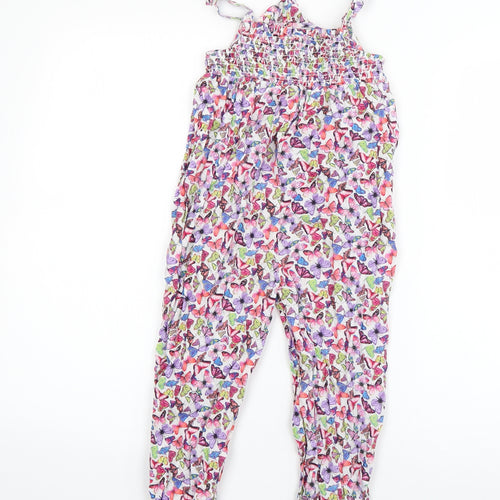 NEXT Girls Multicoloured Geometric Cotton Jumpsuit One-Piece Size 2-3 Years  Pullover - Butterfly Print