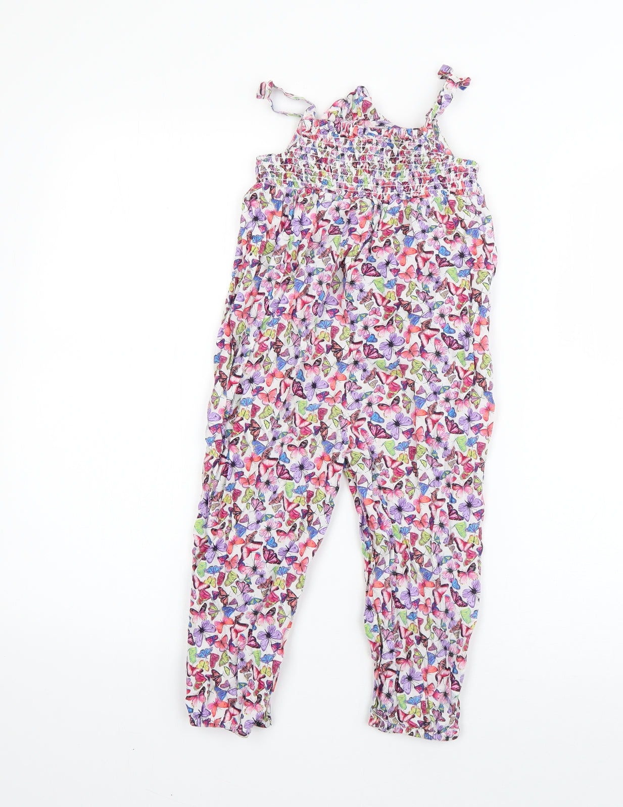 NEXT Girls Multicoloured Geometric Cotton Jumpsuit One-Piece Size 2-3 Years  Pullover - Butterfly Print