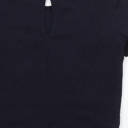 Miss Selfridge Womens Blue  Polyester Basic T-Shirt Size 4 Round Neck - Embellished