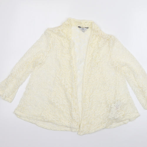 New Look Womens Ivory V-Neck  Nylon Cardigan Jumper Size 8