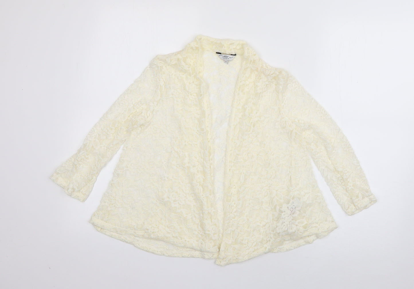 New Look Womens Ivory V-Neck  Nylon Cardigan Jumper Size 8