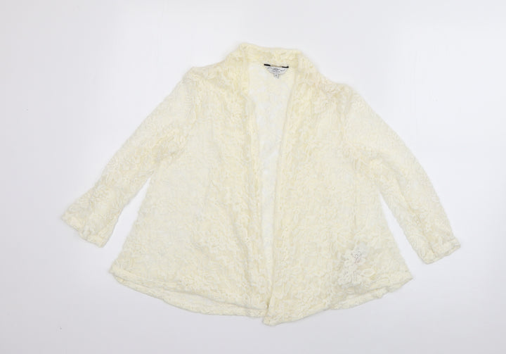 New Look Womens Ivory V-Neck  Nylon Cardigan Jumper Size 8