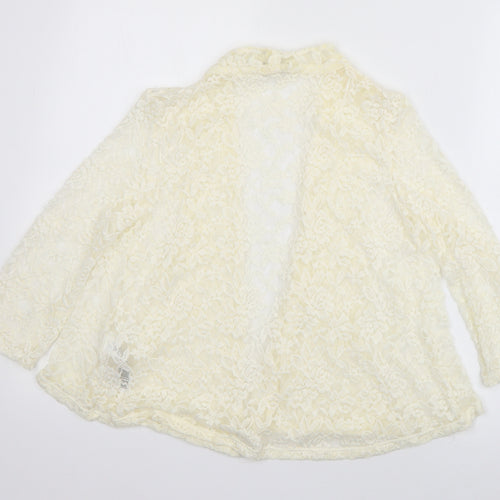 New Look Womens Ivory V-Neck  Nylon Cardigan Jumper Size 8