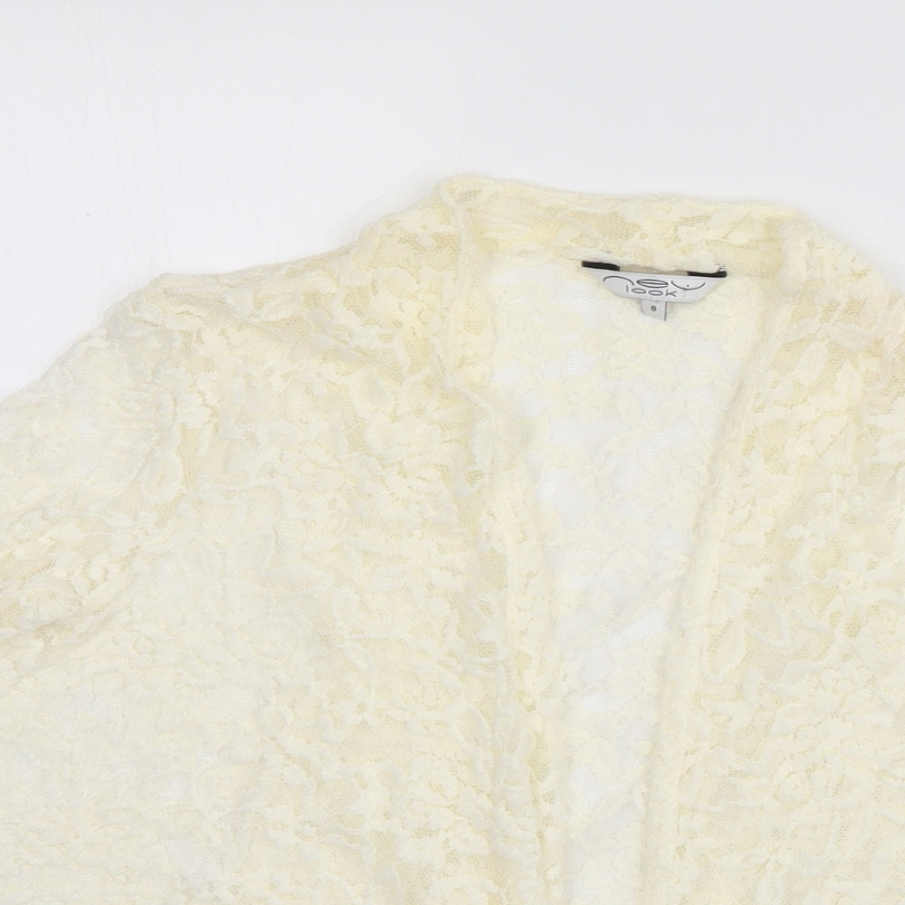New Look Womens Ivory V-Neck  Nylon Cardigan Jumper Size 8